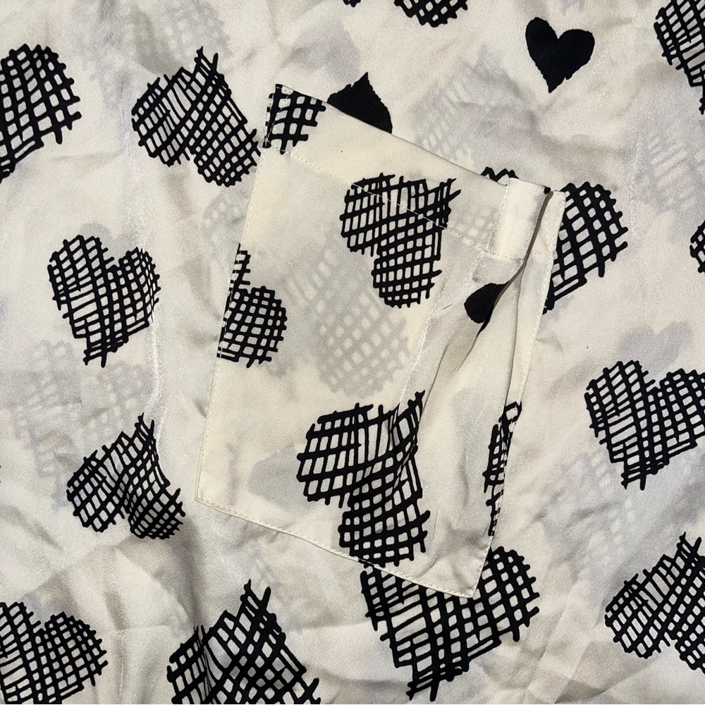 Melissa McCarthy Seven7 3X High-Low Black & Cream Heart Love Pattern Tunic - Picture 7 of 9